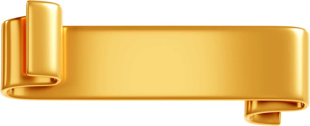 Gold Ribbon Banner 3d